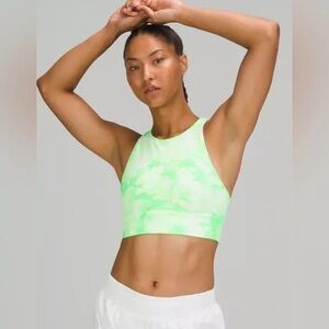 $68 lululemon Energy Sports Bra Size 6 Green Tie-Dye High Neck Longline